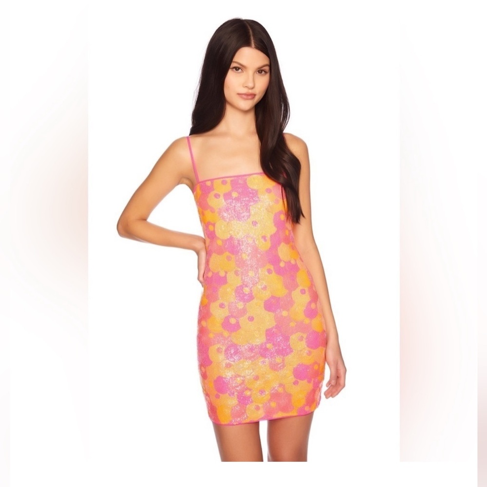 Susana Monaco Pink and Orange Sequin Dress